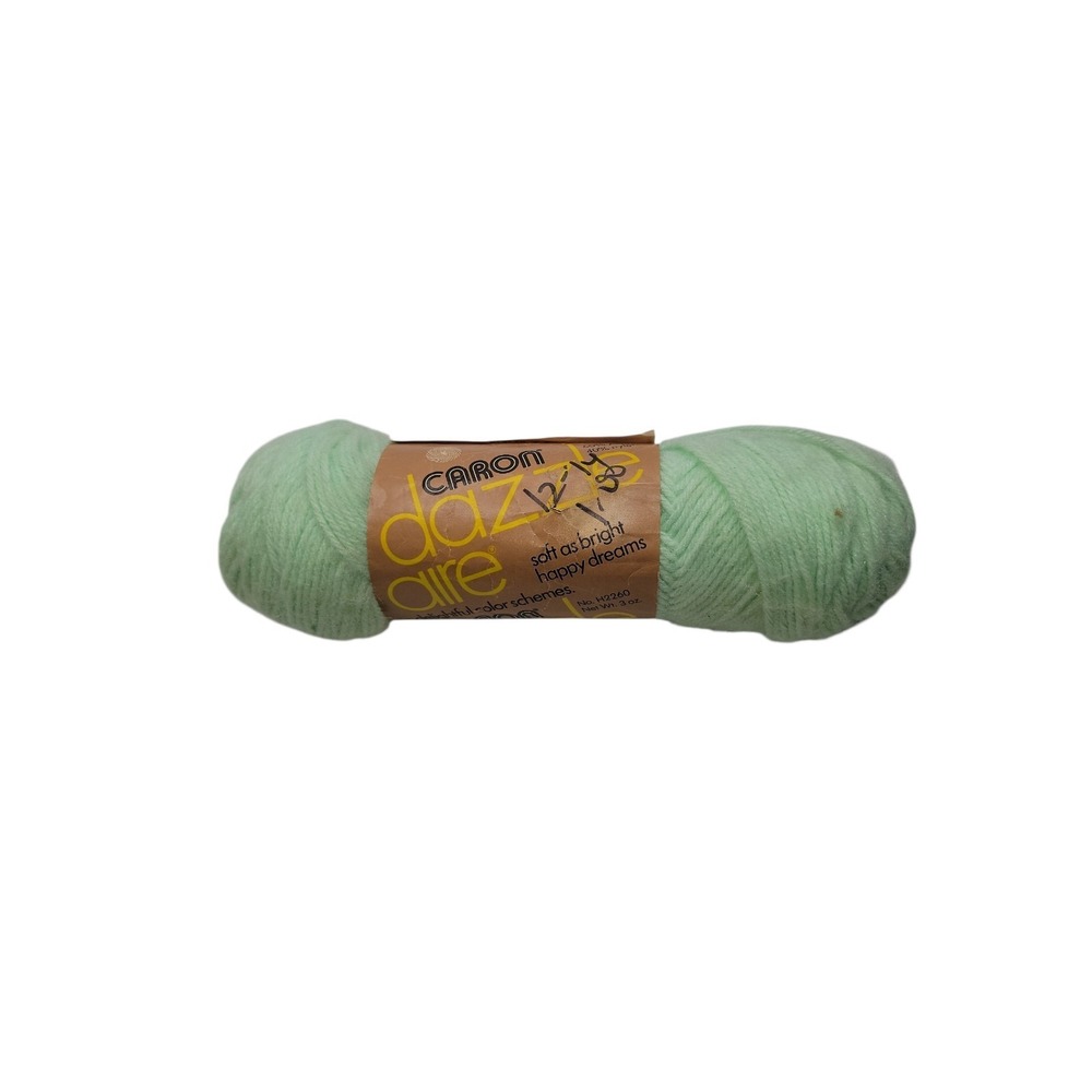 Vintage‎ Caron Dazzle Aire Yarn Lt Green 2637 3oz Acrylic Nylon Discontinued